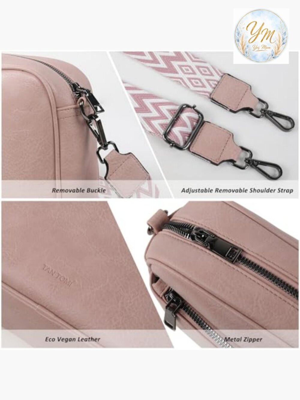 Small Vegan Leather Crossbody Bag with Adjustable Strap, Travel Handbag - Picture 6 of 7